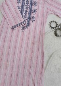 Price Drop !Embroidered Stylish Pink Straight Kurt