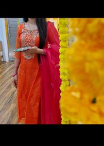 Elegant Orange Kurta Set without duptta