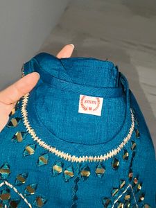 Teal mirror Embroidered Kurta