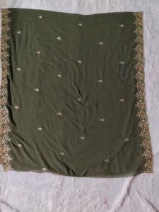Elegant Green Embroidered Dupatta