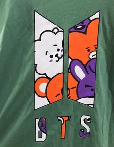 BTS BT21 Characters Oversized Olive Green T-shirt