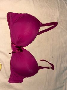 Purple Padded Bra with Bow Detail