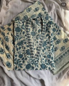 Blue floral kurta set