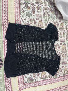 Elegant Black Sequin Blouse