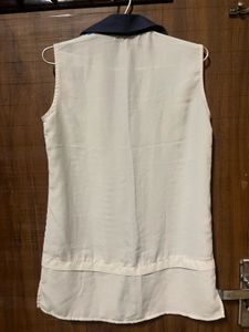 Floral &amp; Striped Sleeveless Button-Up Top