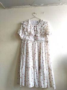 Cute Strawberry Print Tiered Dress