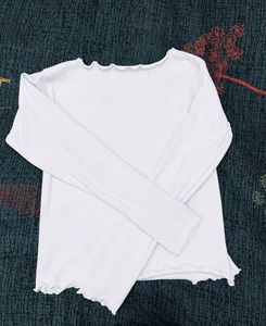 White Ruffled Long Sleeve Top