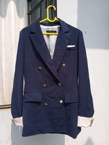 Navy Blue Double-Breasted Blazer