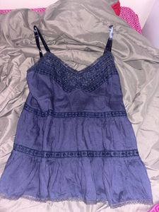 Blue Lace Trim Camisole Top