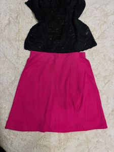 H&amp;M Cerise Mini Skirt with Slit