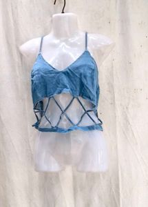 32209. Stylish Denim Crop Top