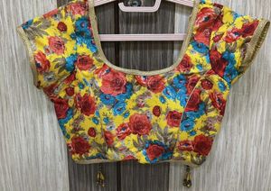 Vibrant Floral Print Blouse - Yellow