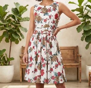 White Floral Midi Dress