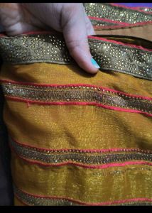 Elegant Mustard Yellow Saree heavy party sare