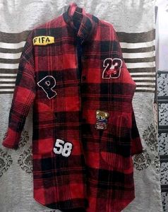 Red Plaid Patched Jacket