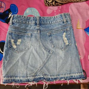 Distressed Denim Mini Skirt