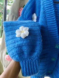 crochet blue cardigan
