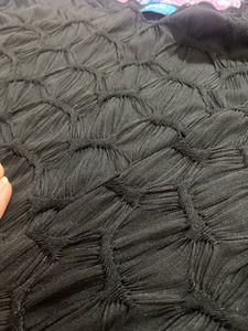 Black Textured Long Sleeve Crop Top