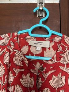 Rust Floral Print Kurta with matching pants