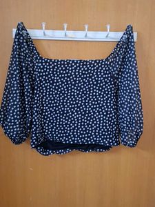 Chic Polka Dot Ruched Top