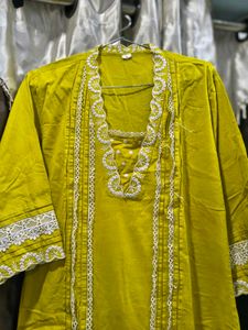 Elegant Yellow Kurta with Free gift