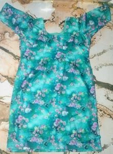 Teal Floral Print Kurta with Dhoti Pants