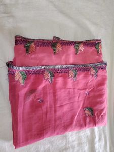 Beautiful Pink Embroidered Saree