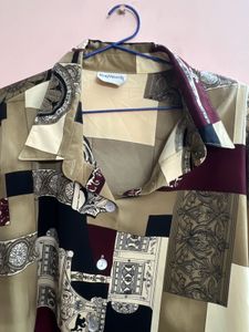 Y2K baroque print button shirt