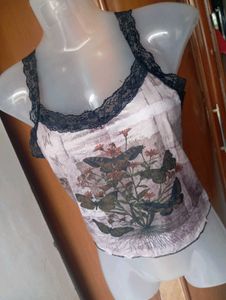 Sheer Butterfly Print Tank Top