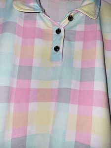 Pastel Checkered Cropped Polo Top