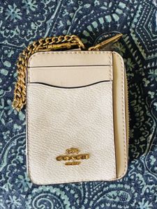 Coach Cream & Gold Card Holder Wallet
