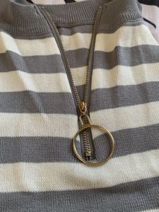 Striped Zipper Neck Tank Top
