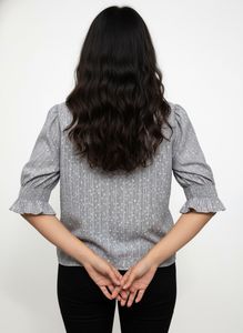 Stylish Grey Polka Dot Blouse