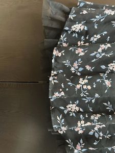 H&amp;M Black Floral Skirt with Tulle Hem