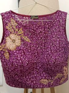 Embroidered Purple Crop Top