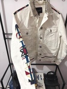 Denim Jacket with Embellished Collar