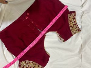 Elegant Embroidered Red Saree with blouse