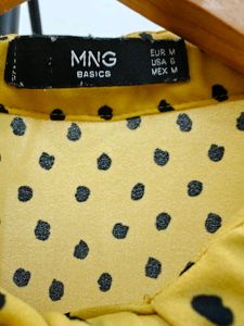Mango Tie Up Collar Top