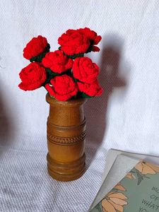 Crocheted rose stick