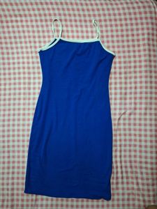 Blue Mini Dress with White Stripes