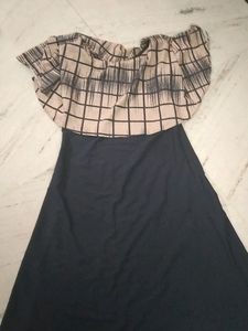 Jiyaa Branded Navy Blue Cape Crepe Kurta(New With Tag)