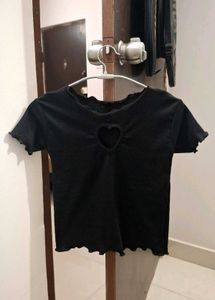 Heart Cut-Out Ribbed Crop Top 🖤