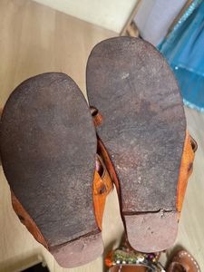 Brown Leather Kolhapuri Sandals with Tassels