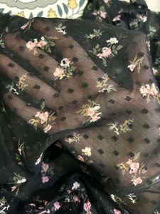 Chic Floral Print Sheer Blouse