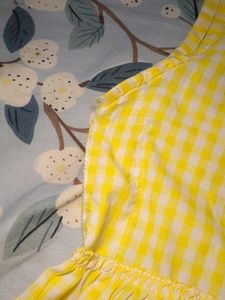 Cute Yellow Gingham Peplum Top