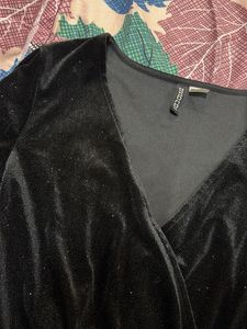 H&amp;M black Velvet Sparkle Playsuit