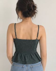 Stylish Dark Green Spaghetti Strap Top