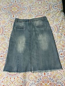 A-line mid length girls denim skirt
