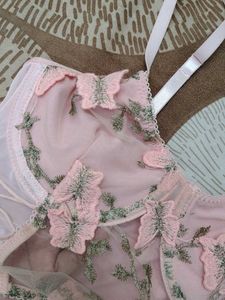 Sheer Pink Butterfly Lace Bralette