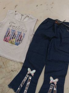 kids Girls Fashion Top &amp; Flared Jeans Set